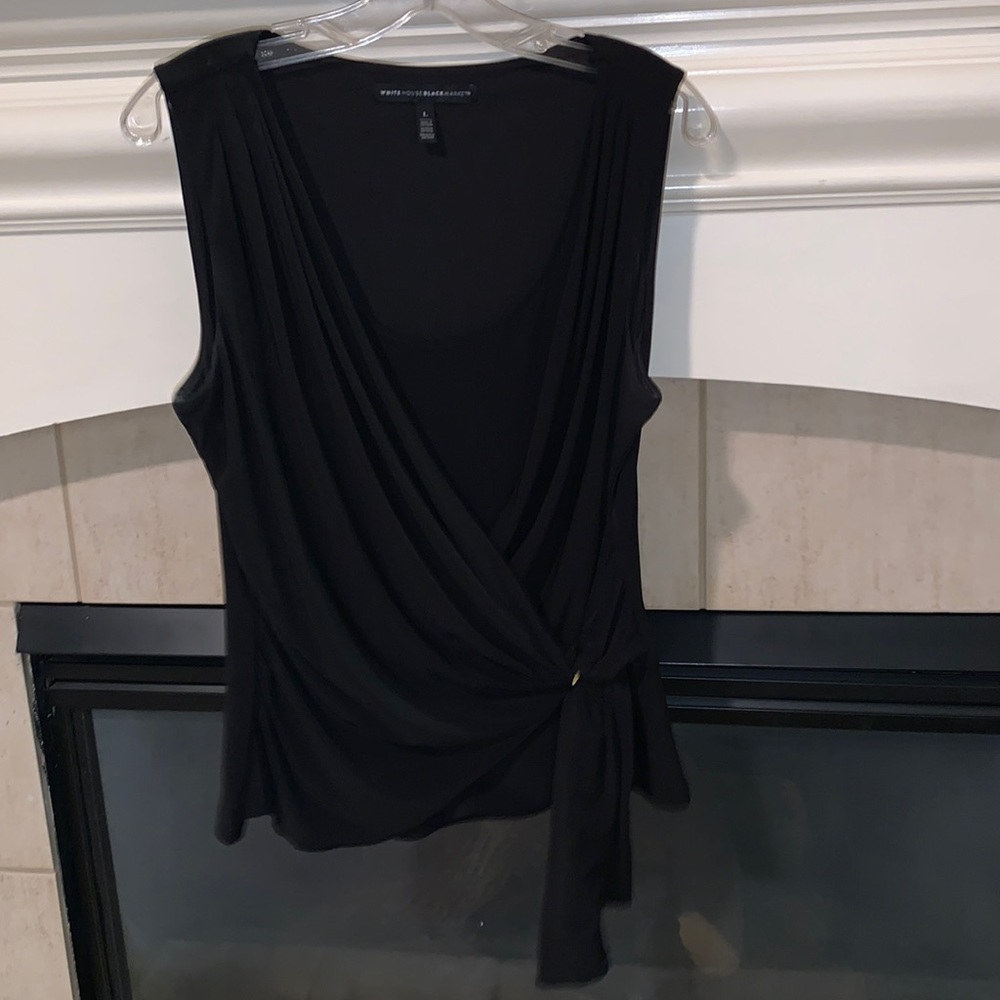 White House Black Market, V-neck cross over, Top with mock tie